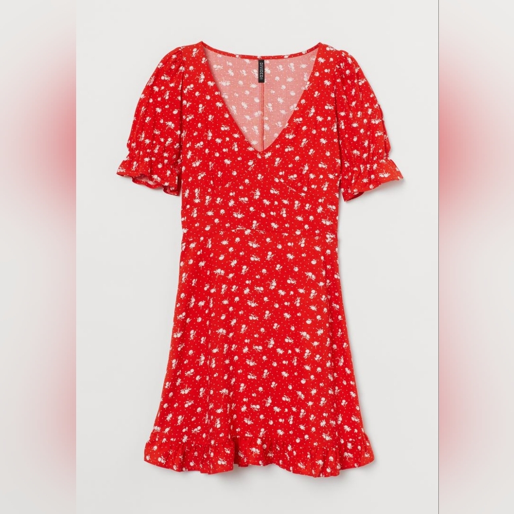 Red Floral Mini Dress NWOT
